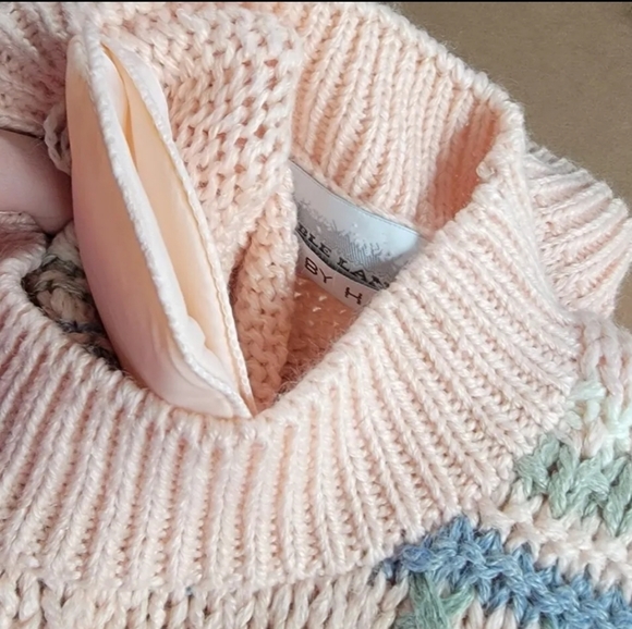 Bramble Lane Knitted by hand pink padded shoulders Ramie sweater Size-L - Picture 7 of 10